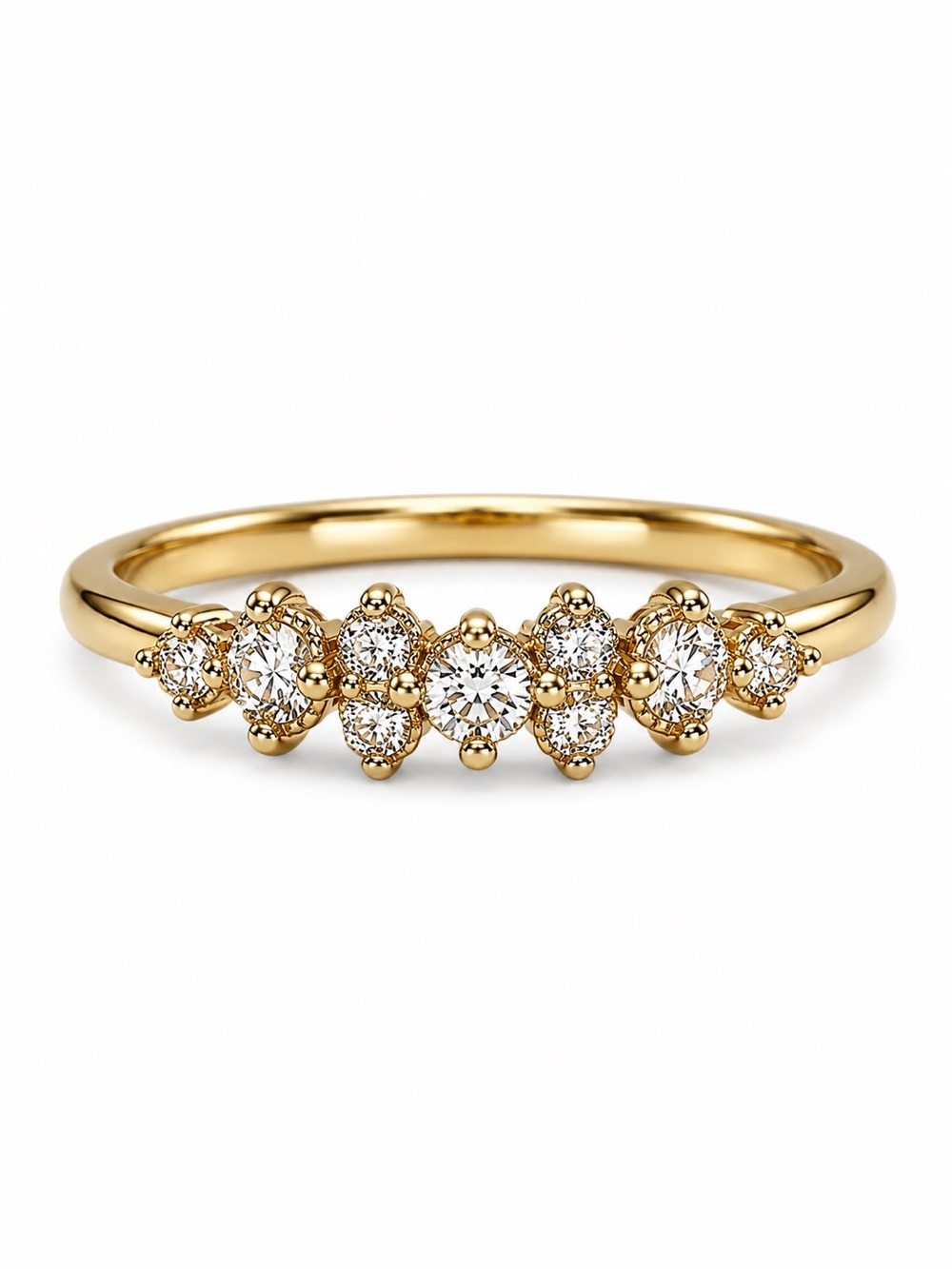 14K Solid Gold Diamond Cluster Ring Natural Diamonds Vintage Waterfall Size 6